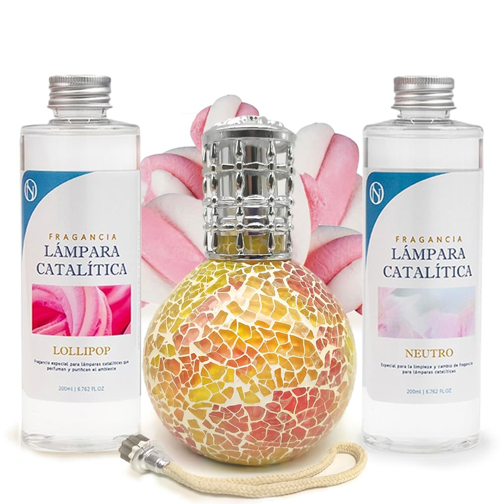 Pack Lámpara Catalítica Mosaico Bicolor + Fragancia Lollipop 200ml + Limpiador Neutro 200ml + Mecha Repuesto_0
