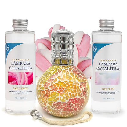 Pack Lámpara Catalítica Mosaico Bicolor + Fragancia Lollipop 200ml + Limpiador Neutro 200ml + Mecha Repuesto_0
