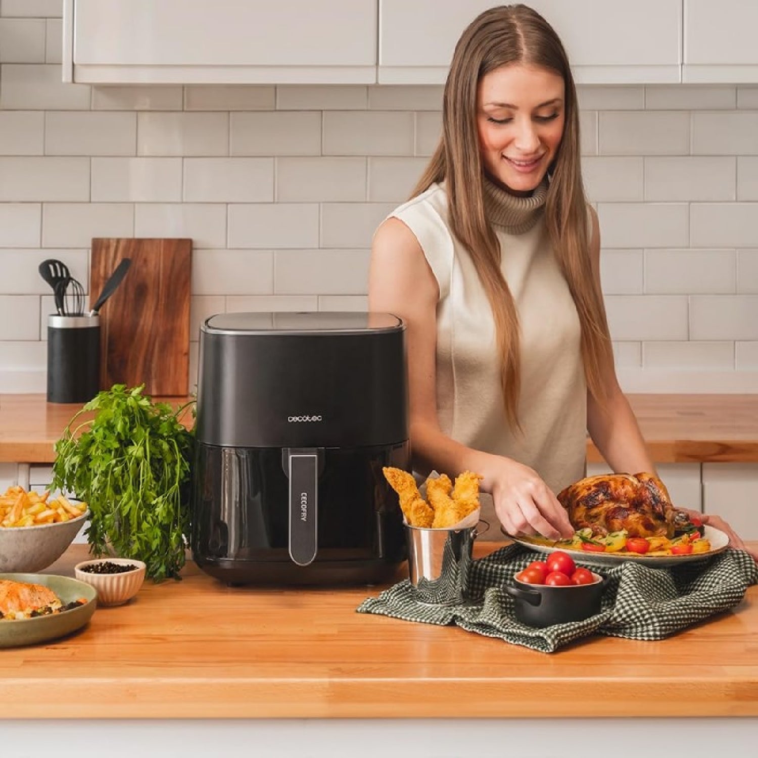 Freidora De Aire Sin Aceite De 5'5l Cecofry Fantastik 5500,1500w,tecnología Perfectcook, 9 Modos De Cocinado,táctil, Regulable 80-200grados C,cocina_1