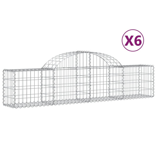Cestas De Gaviones 6 Uds Forma De Arco Hierro 200x30x40/60 Cm_0