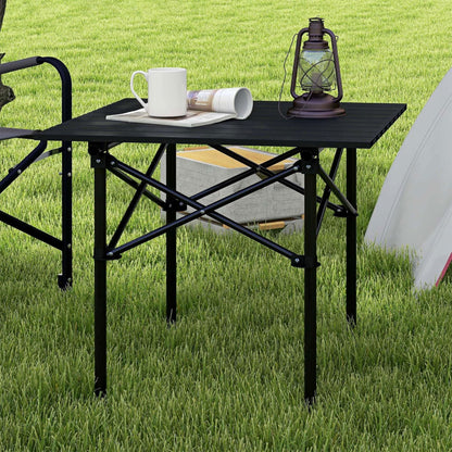 Well Home Mesa Plegable En Metal Color Negro 70x70x69cm_2
