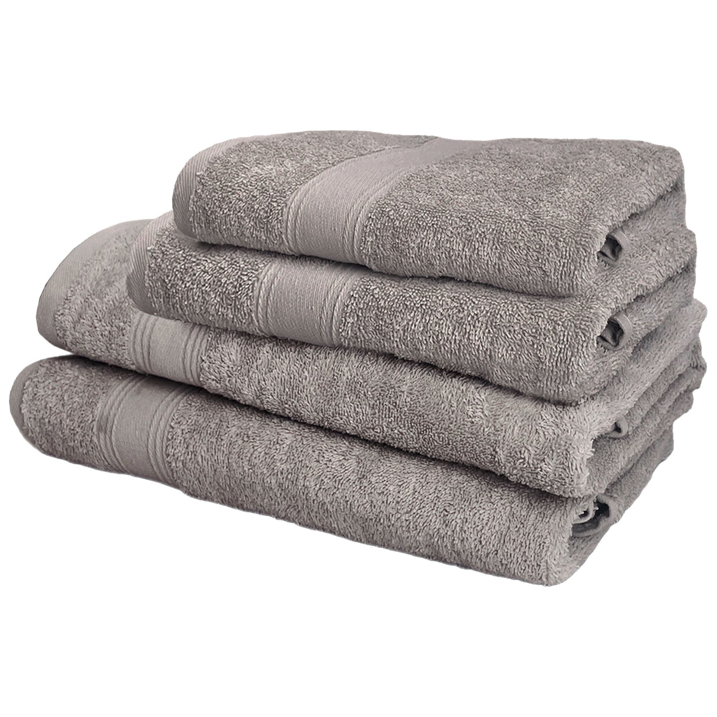 Juego De 4 Toallas De Baño: 2 Toallas De Lavabo 50x90 ; 2 Toallas De Ducha 70x140cm 450 Gr/m2 100% Algodón Topo_0