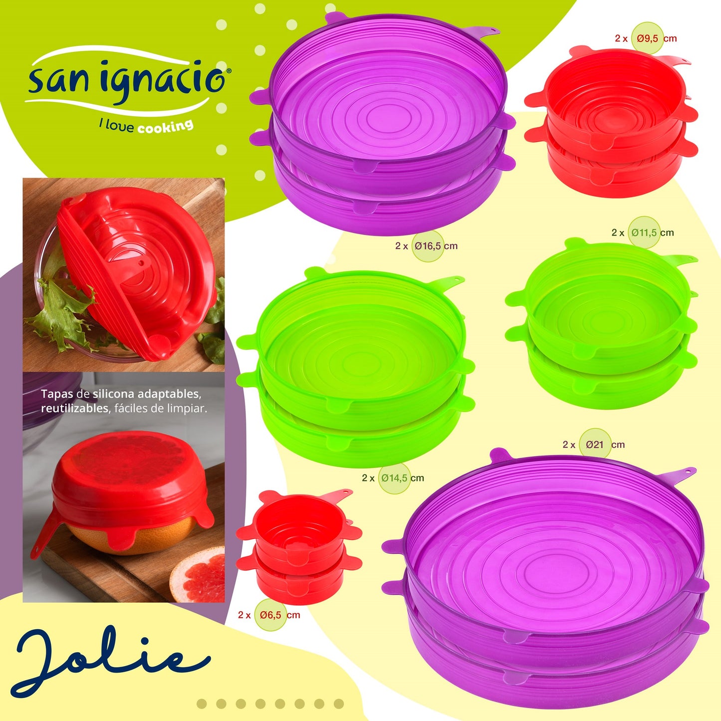 Set De 3pc Herméticos Apilables + Set De 12 Tapas De Silicona San Ignacio._2