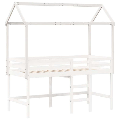Techo De Cama Infantil Madera Maciza Blanco 217x85,5x154 Cm_2