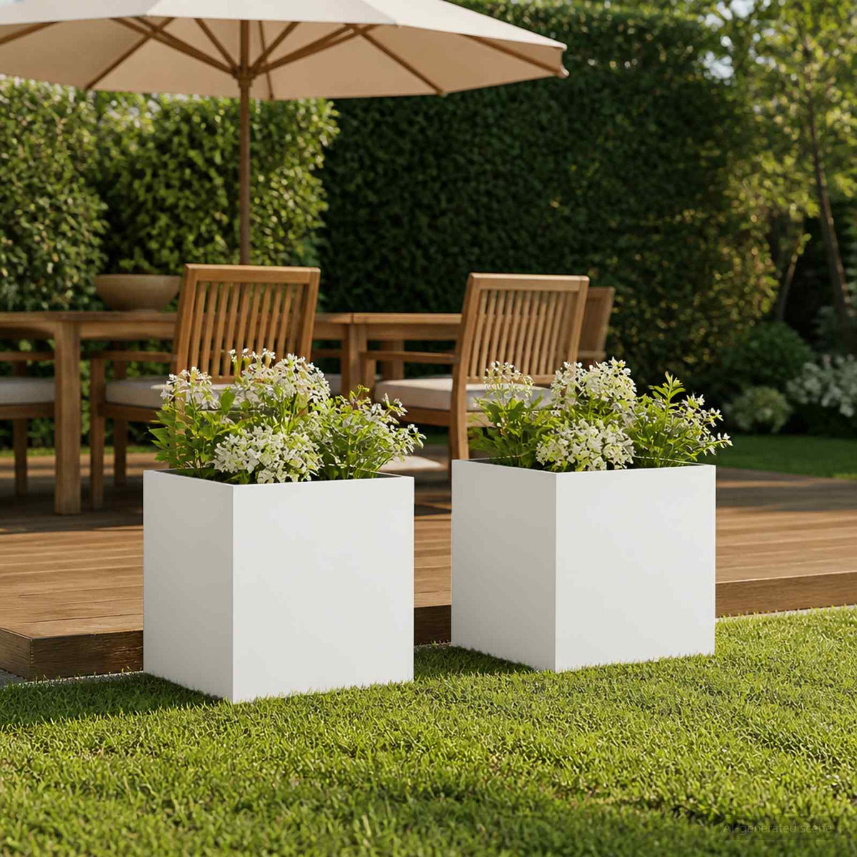 Macetero De Jardín 2 Uds. Blanco 35 X 35 X 35 Cm_1
