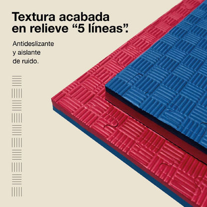 Jowy Tatami Puzzle 2cm 100x100cm – Superficie 5 Líneas Rojo/azul_3