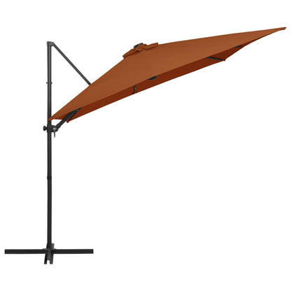 Vidaxl Sombrilla De Jardín Voladiza Con Luces Led Terracota 250x250 Cm_3