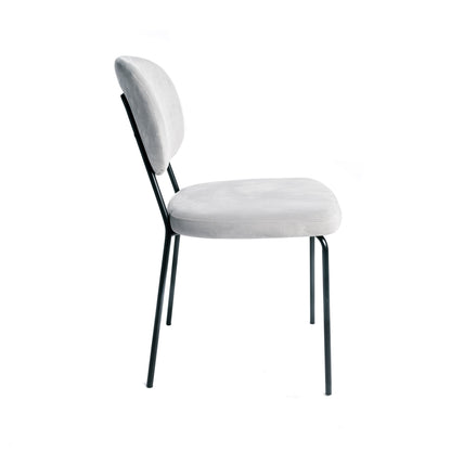 Juego De 4 Sillas Terciopelo Gris Ratón Industrial Pata De Metal 43x56x82cm - Muebles De Comedor_4