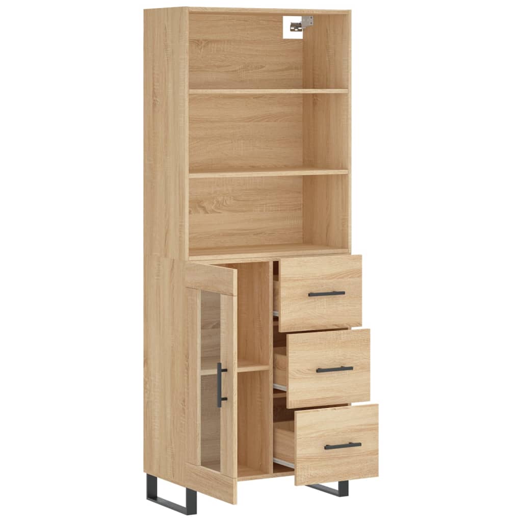 Aparador Alto Madera Contrachapada Color Roble 69,5x34x180 Cm_3