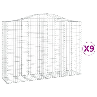 Cestas Gaviones 9 Uds Forma De Arco Hierro 200x50x140/160 Cm_0