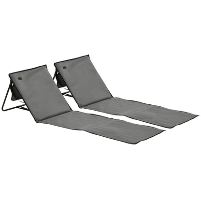 Outsunny Conjunto De 2 Esterillas De Playa Plegable 142x51x40 Cm Gris_0