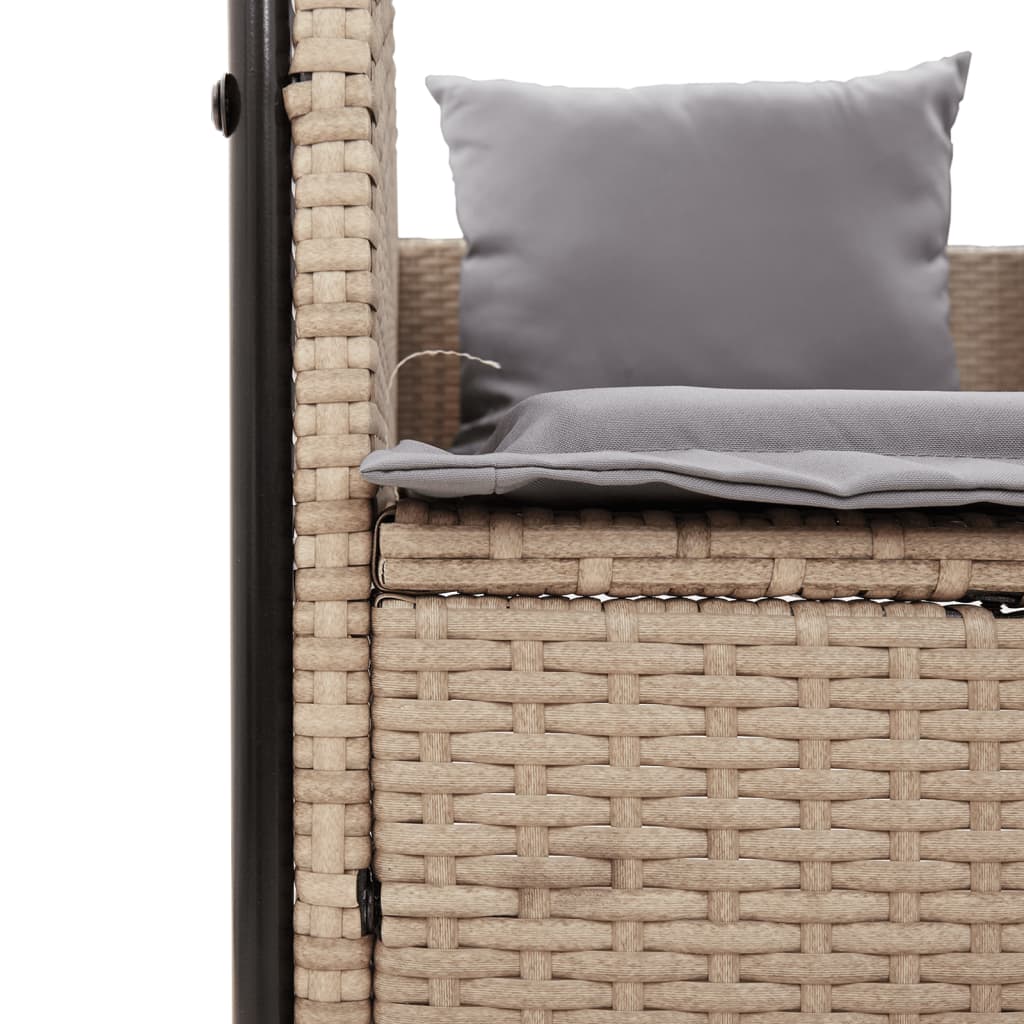 Tumbona Doble Con Techo Y Cortinas Ratán Sintético Beige / Vetonek_2
