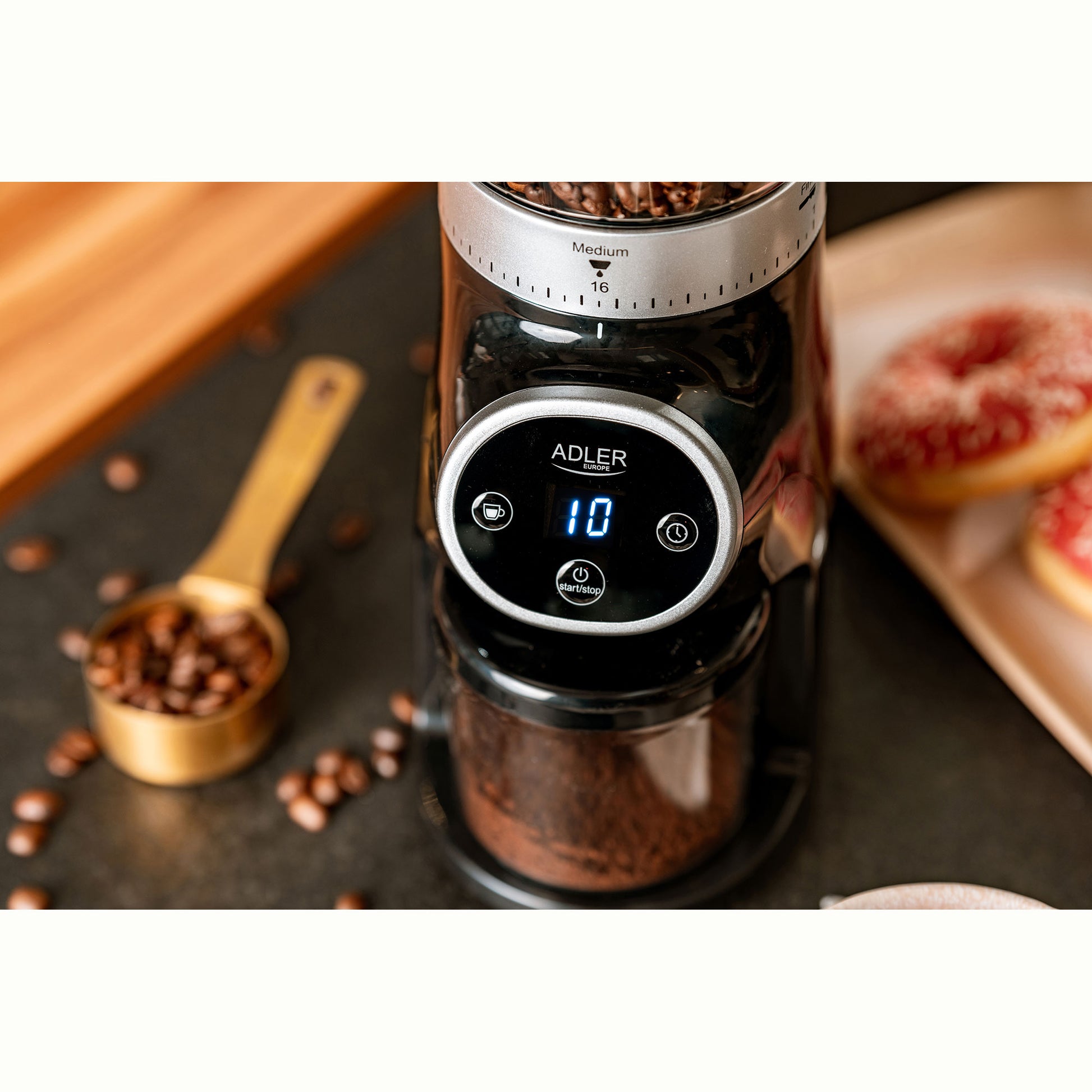 Molinillo Café Profesional Eléctrico, Sistema De Muelas, 17 Niveles Molido, 60 Gr, Temporizador Adler Ad4450, Negro, 300w_2