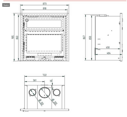 BRICOSOL Insertable de leña con horno FM Modelo I-180 H_2