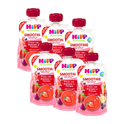 Pack de 6 Smoothies de Morango com Maçã e Banana 120g BIO