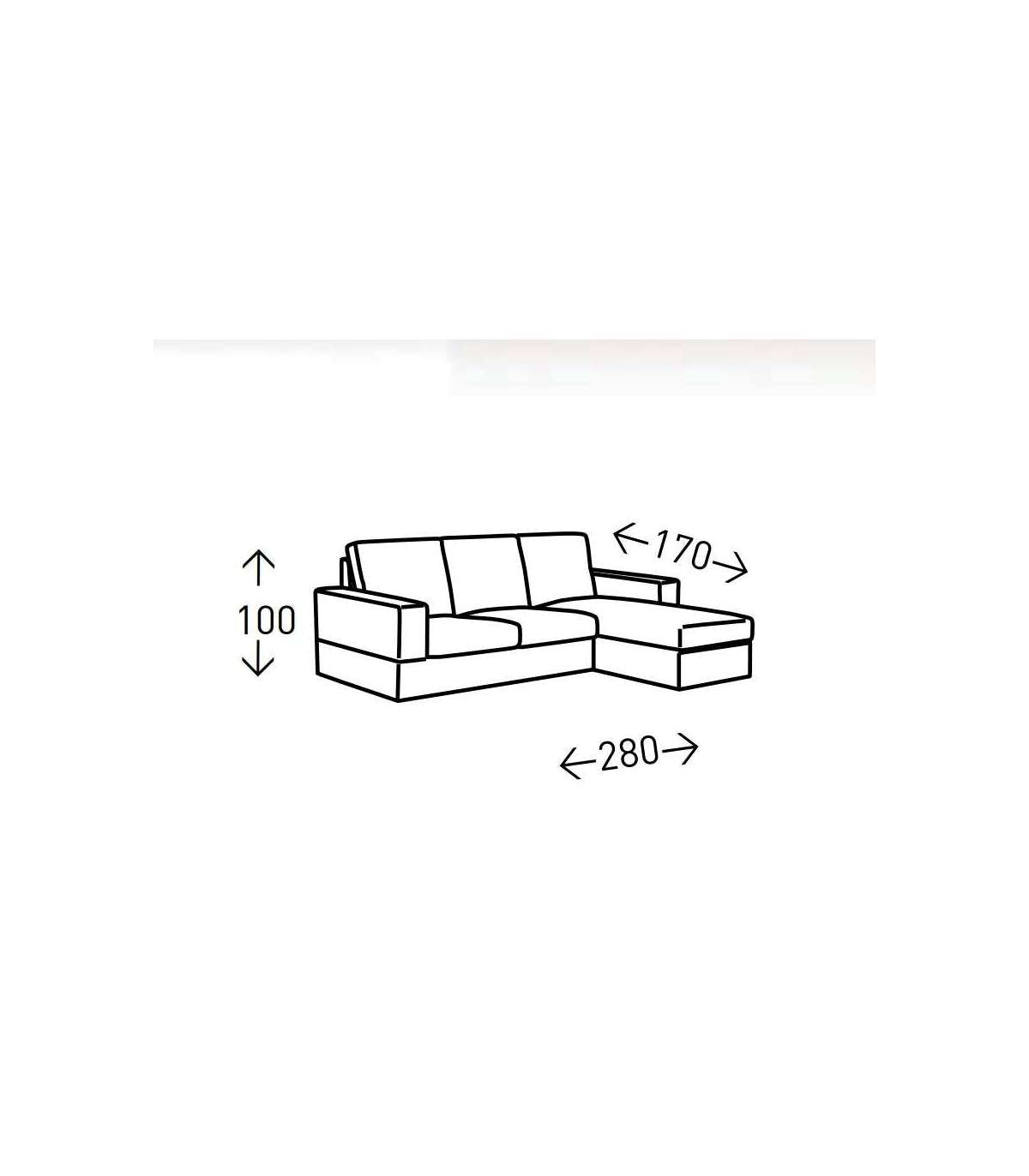 Chaiselongue Nevada En Tela Antimanchas Gris 280 Cm (ancho) X 170 Cm (fondo) X 100 Cm (alto)_1
