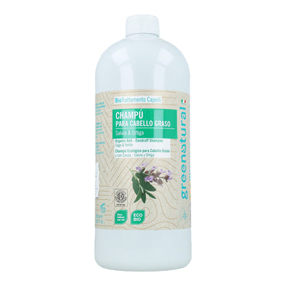 Champô Orgânico para Cabelo Oleoso e Caspa - Sálvia e Urtiga Greenatural 1 L