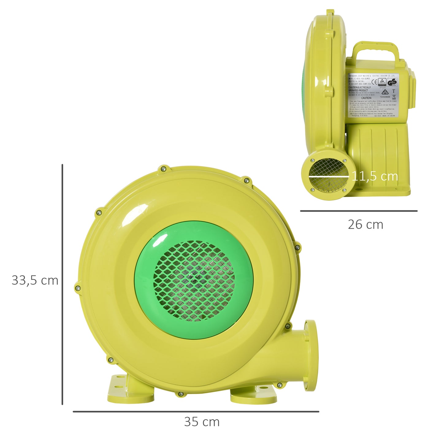 Outsunny Soplador De Aire Eléctrico 450w Casa Rebote Tobogán Salto 35x26x33,5cm_2