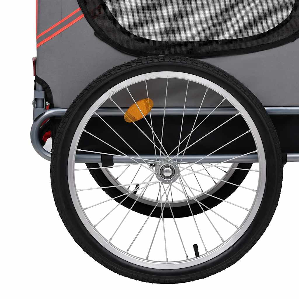 Vidaxl Remolque De Bicicleta Para Mascotas Rojo Y Negro_3