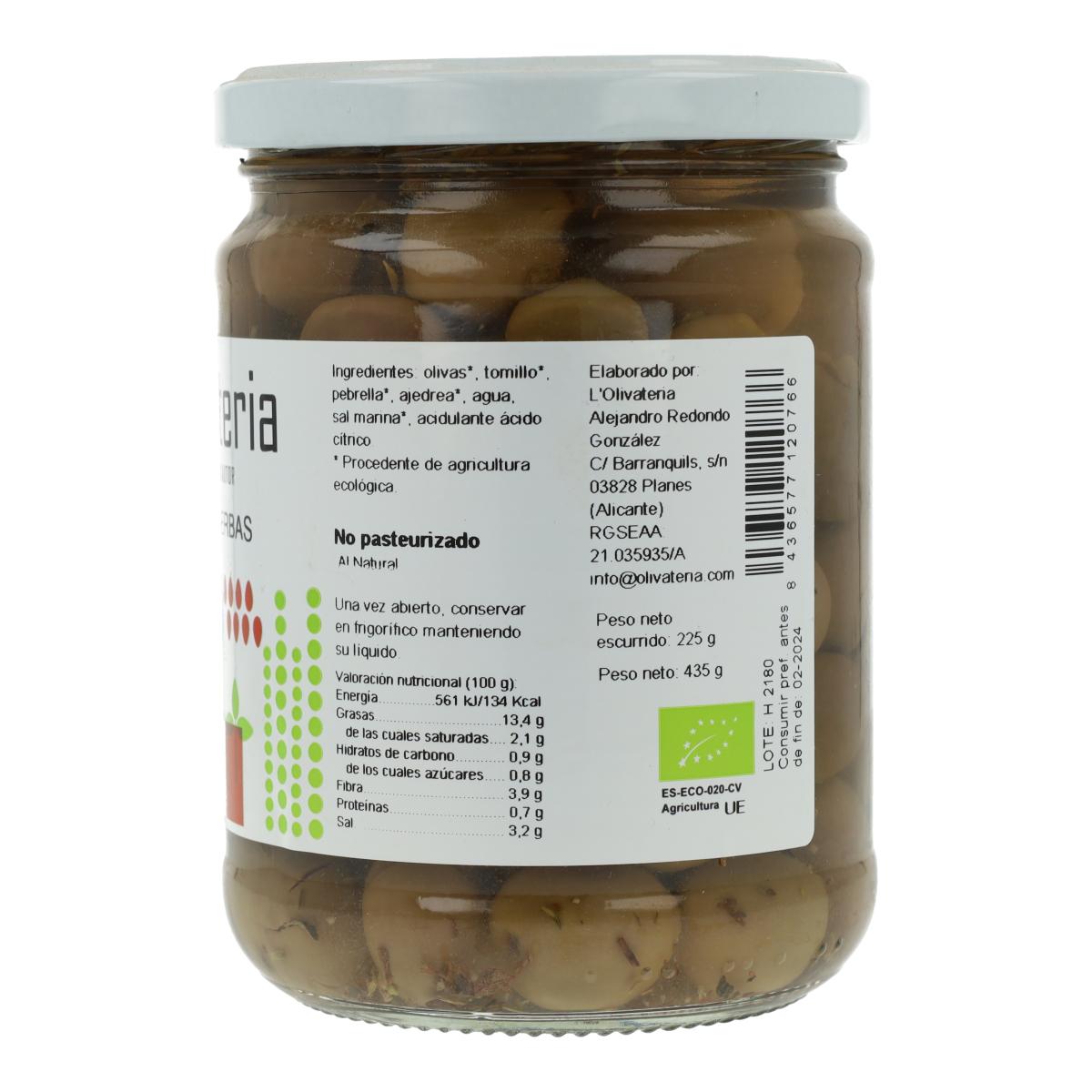 Azeitonas naturais com ervas l'olivateria 225g 