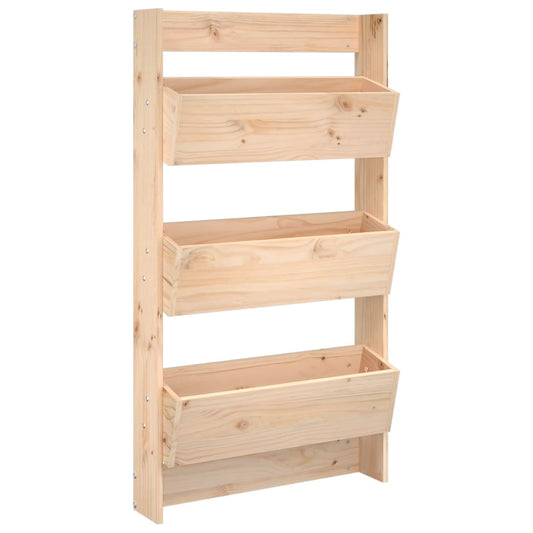 Jardinera De Pared 3 Niveles Madera Maciza Pino 60x18,5x110 Cm_0