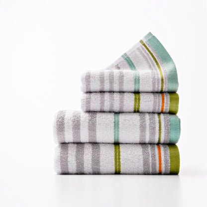 Set 3pc Toalla De Baño (tocador 30x50cm + Manos 50x90cm + Baño 70x140cm) 450gsm 100% Algodón Blanco Con Rayas Rainbow Be_5
