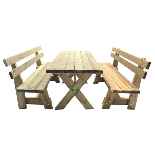 Mesa De Madera Xerta Con Bancos Con Respaldo Vic._0