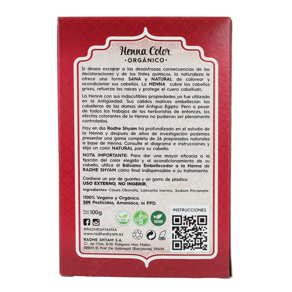 Henna em pó mogno super escuro Radhe Shyam 100 g