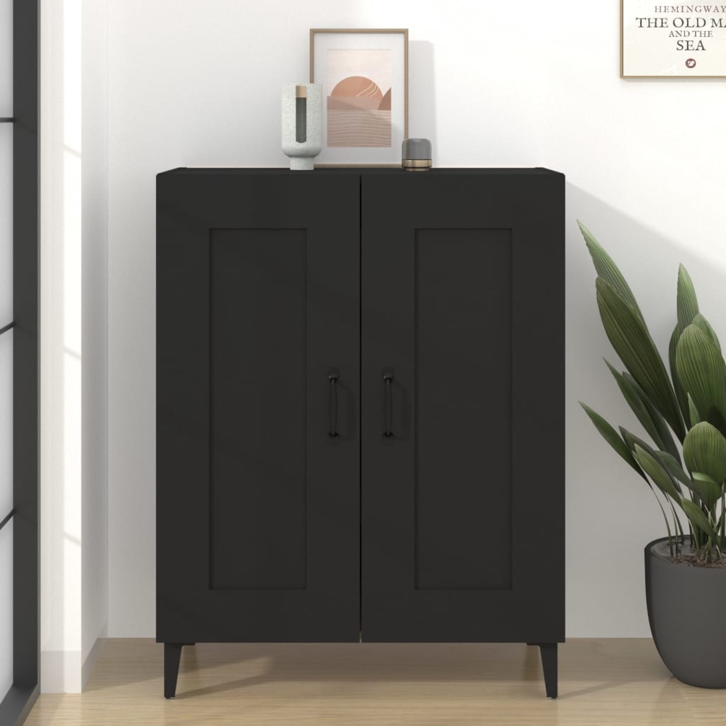 Aparador De Madera Contrachapada Negro 69,5x34x90 Cm / Vetonek_4