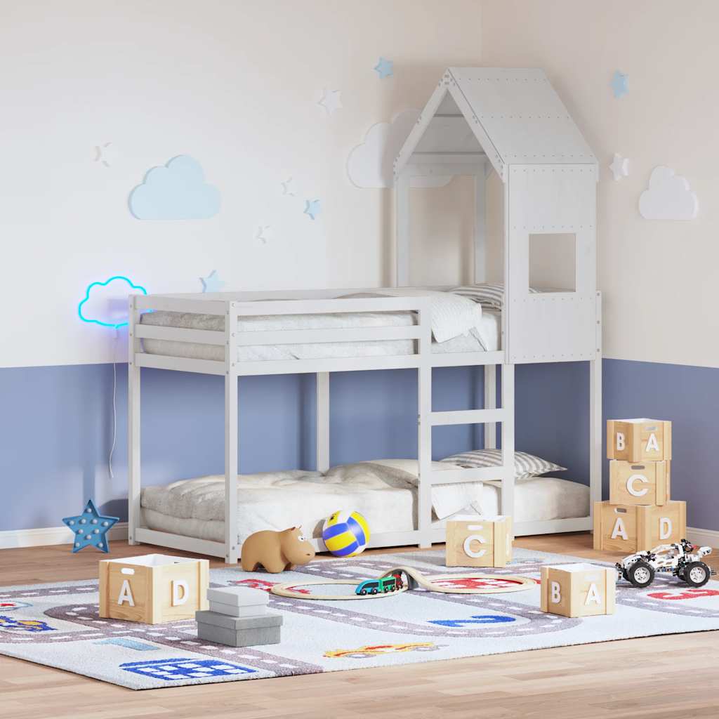 Techo De Cama Infantil Madera Maciza Pino Blanco 55x84x132 Cm_1