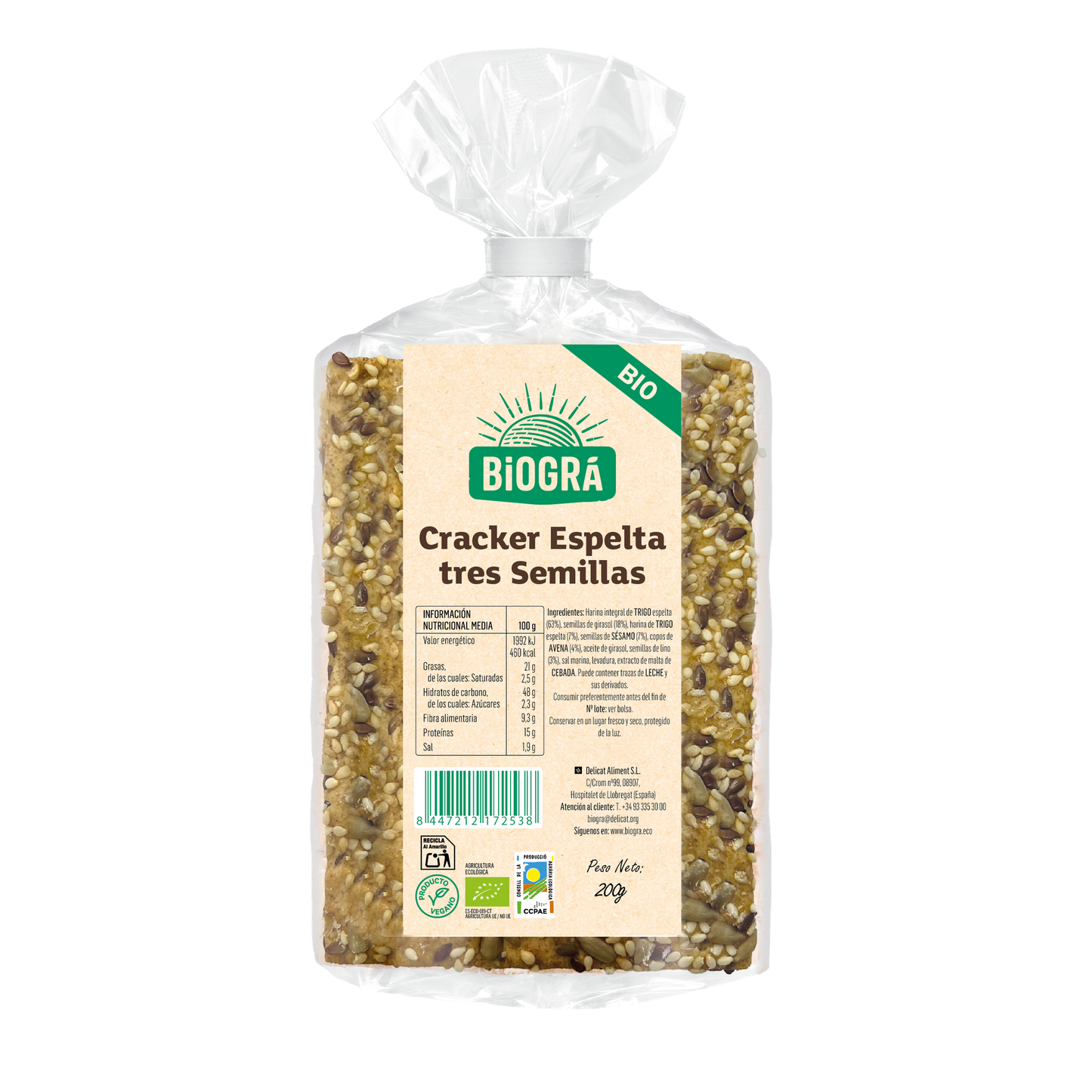 Bolacha de Espelta 3 sementes BIO Biográ 200 g