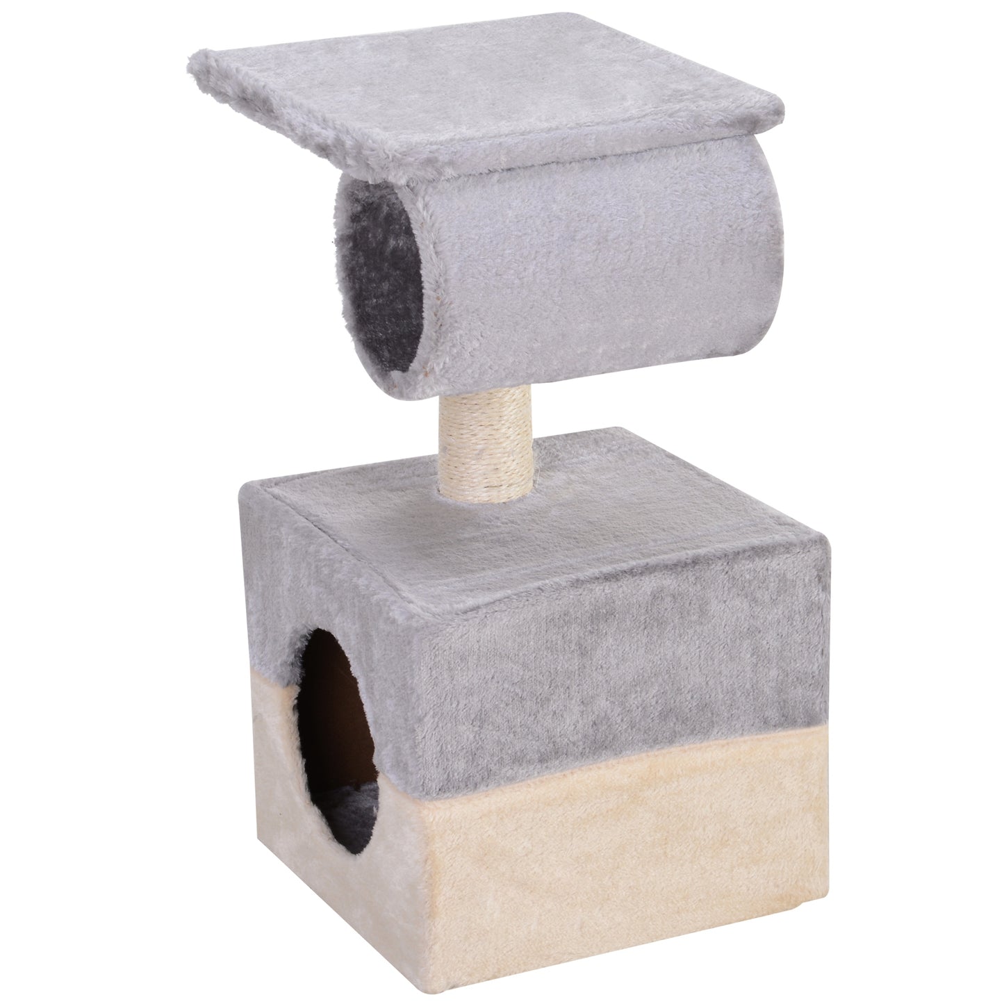 Pawhut Rascador Árbol Para Gatos 31x31x58 Cm Con Poste Central Cama De Felpa_4