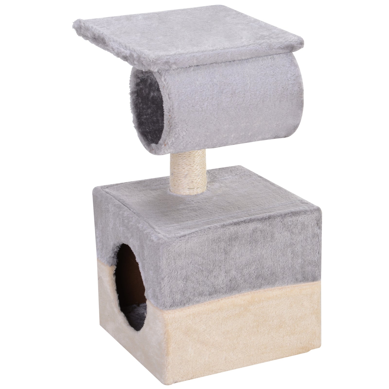 Pawhut Rascador Árbol Para Gatos 31x31x58 Cm Con Poste Central Cama De Felpa_4