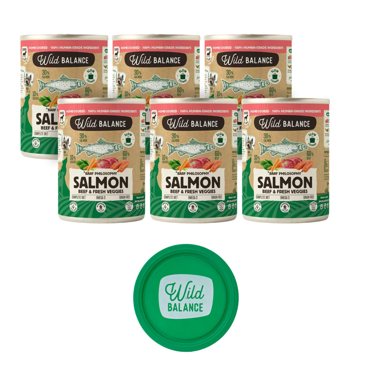 Wild Balance Salmão e Carne Barf Pack para Cães 6 x 400 g