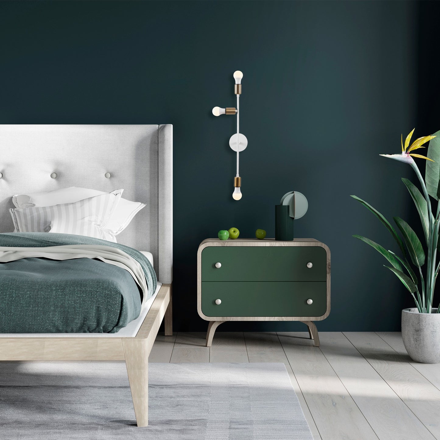 Aplique De Pared Extensión Izquierda, Metal , Blanco, 15x15x65, Casquillo 3 X E 27 Max 40 W