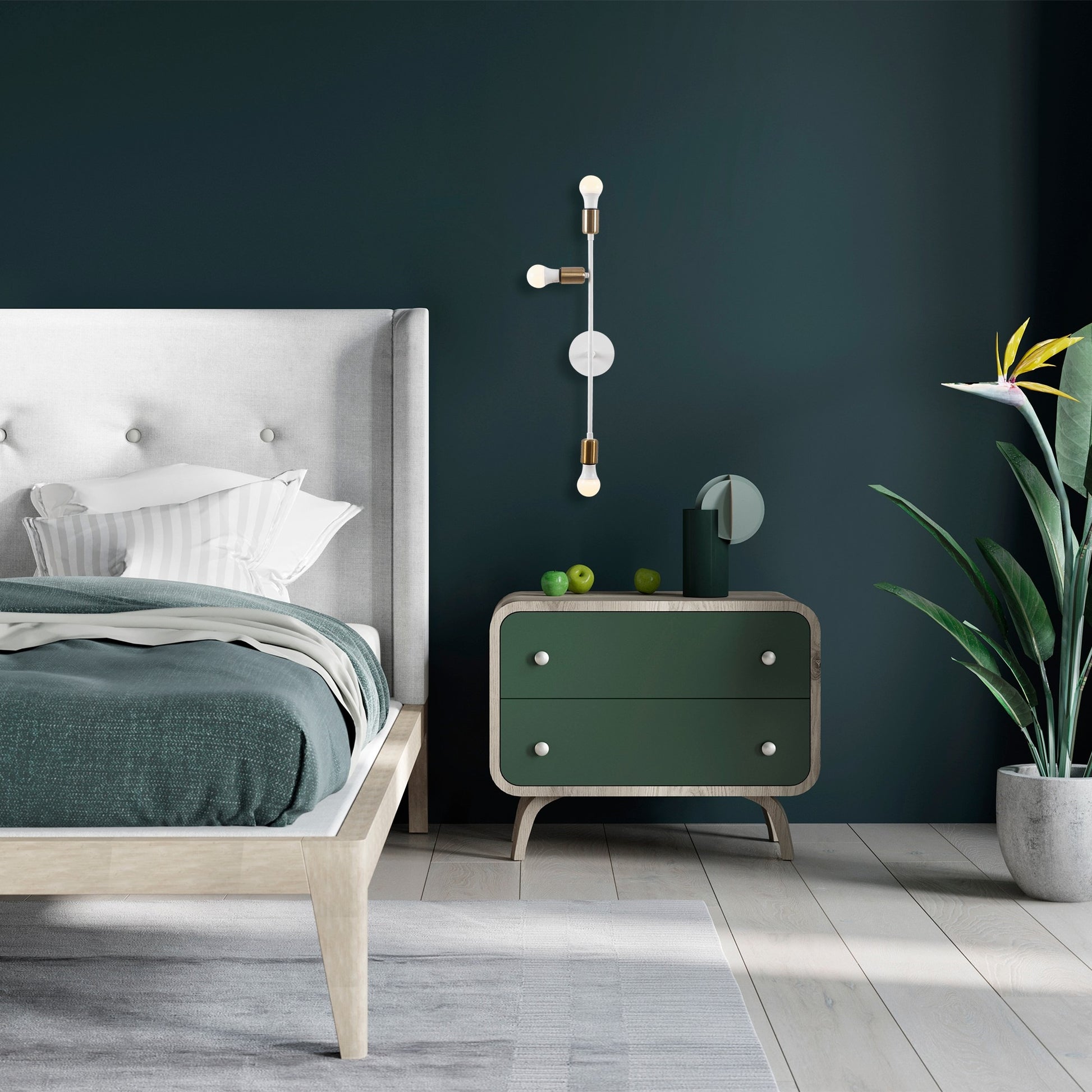 Aplique De Pared Extensión Izquierda, Metal , Blanco, 15x15x65, Casquillo 3 X E 27 Max 40 W