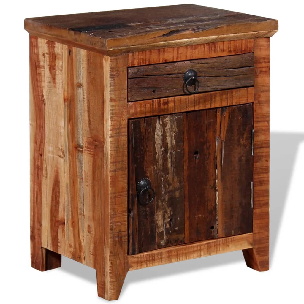Mesita De Noche De Madera Acacia Maciza Reciclada_0