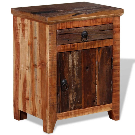 Mesita De Noche De Madera Acacia Maciza Reciclada_0