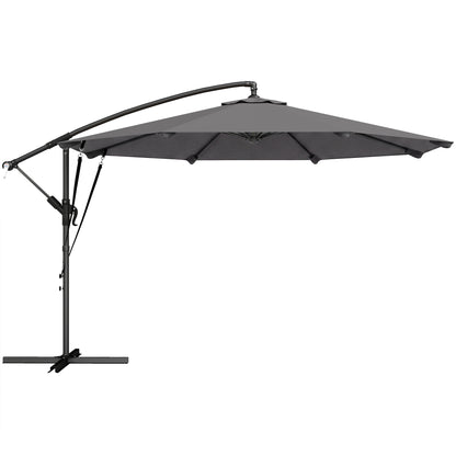 Outsunny Parasol Excéntrico Ø300 Cm Con Base Cruzada Manivela Y Funda Gris_0