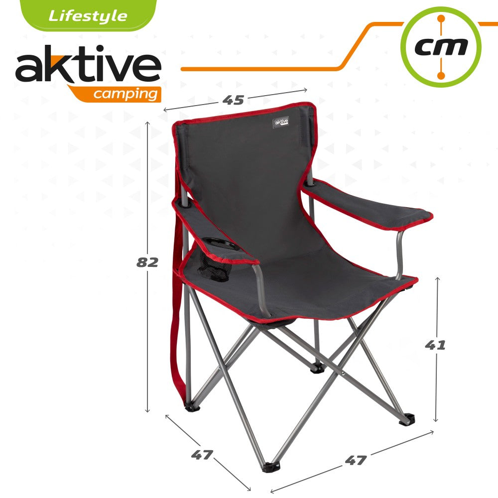 Silla Plegable Camping Con Posavasos Aktive Camping_5
