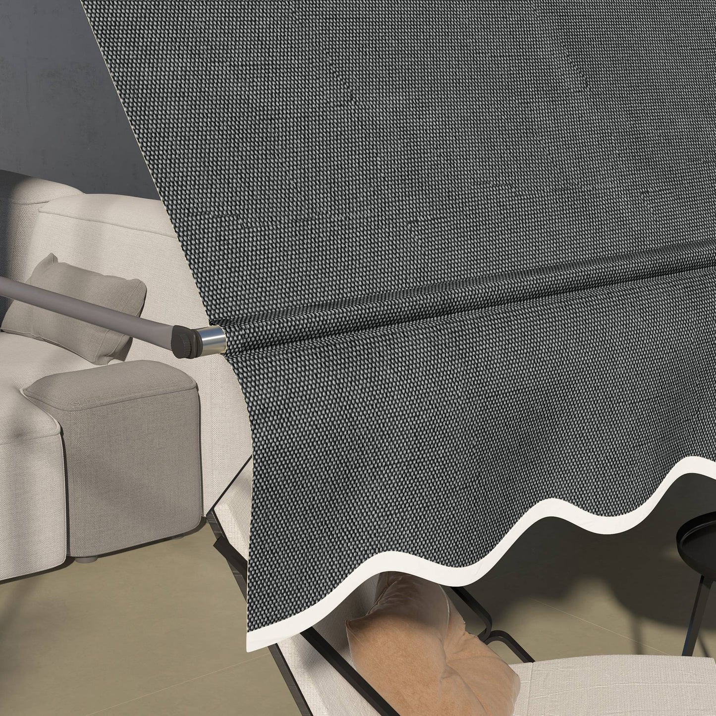 Outsunny Toldo Manual Retráctil 300x120x210-300 Cm Con Manivela Gris Oscuro_3