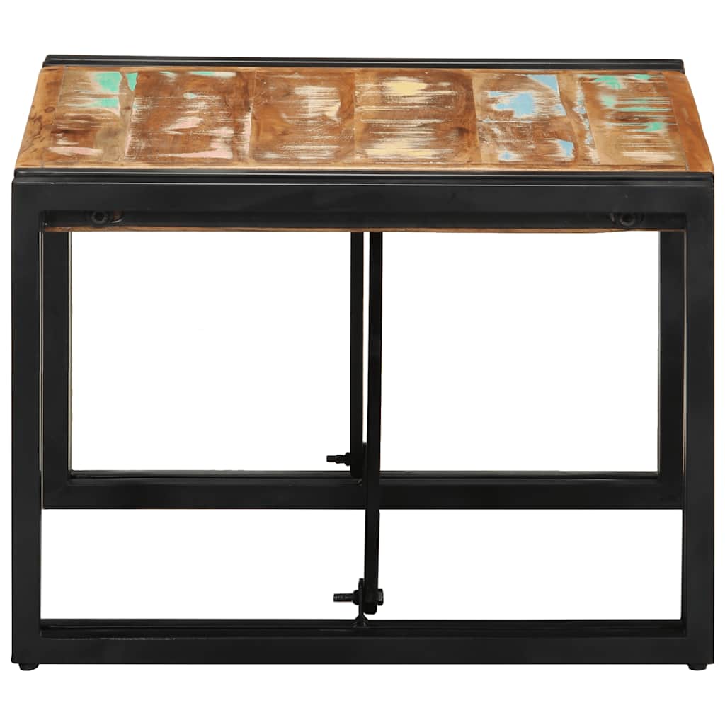 Mesa De Centro Multicolor 50x50x35 Cm Madera Maciza Reciclada_1