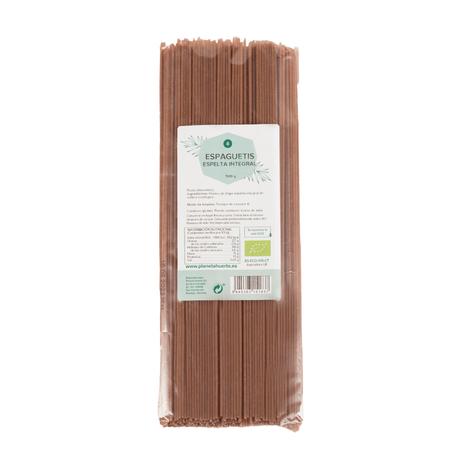 Esparguete de espelta integral ECO Planeta Huerto 500 g