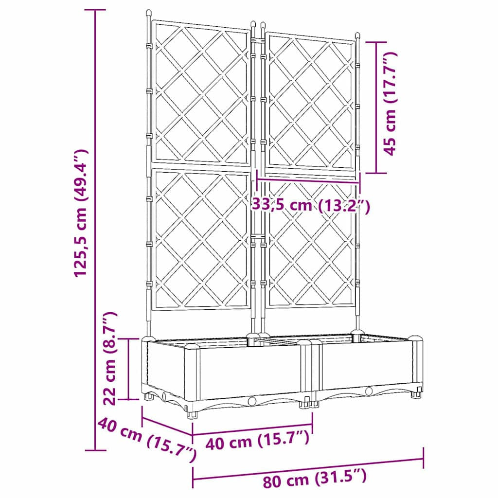 Vidaxl Maceta De Jardín Con Enrejado 2 Pcs Marrón 80 X 40 X 125.5 Cm_2