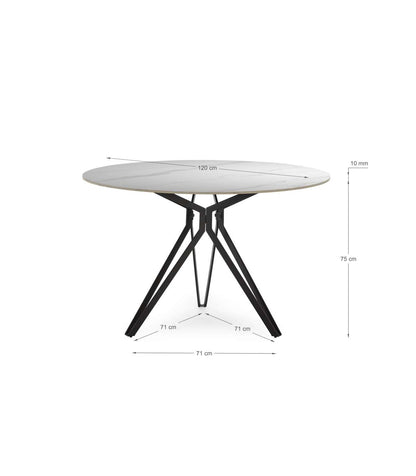 Mesa Para Comedor Redonda Fija Md-malena Acabado Cerámica Blanca, 120cm(ancho) 76cm(altur_3
