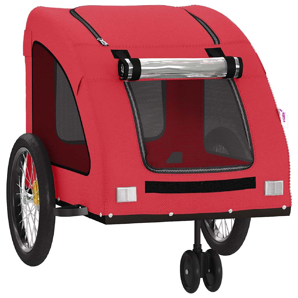 Remolque De Bicicleta Mascotas Hierro Tela Oxford Rojo_4