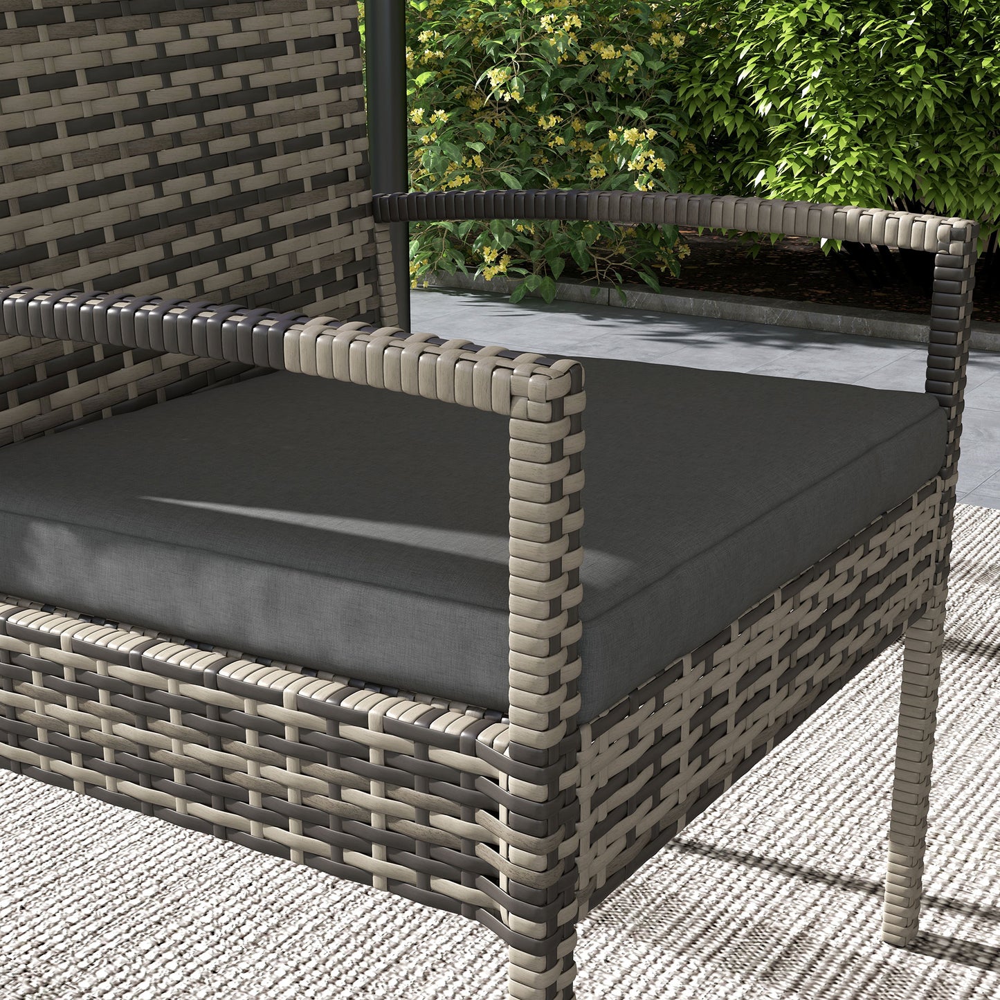 Outsunny Conjunto De Jardín De Ratán Sintético De 4 Piezas Gris_4