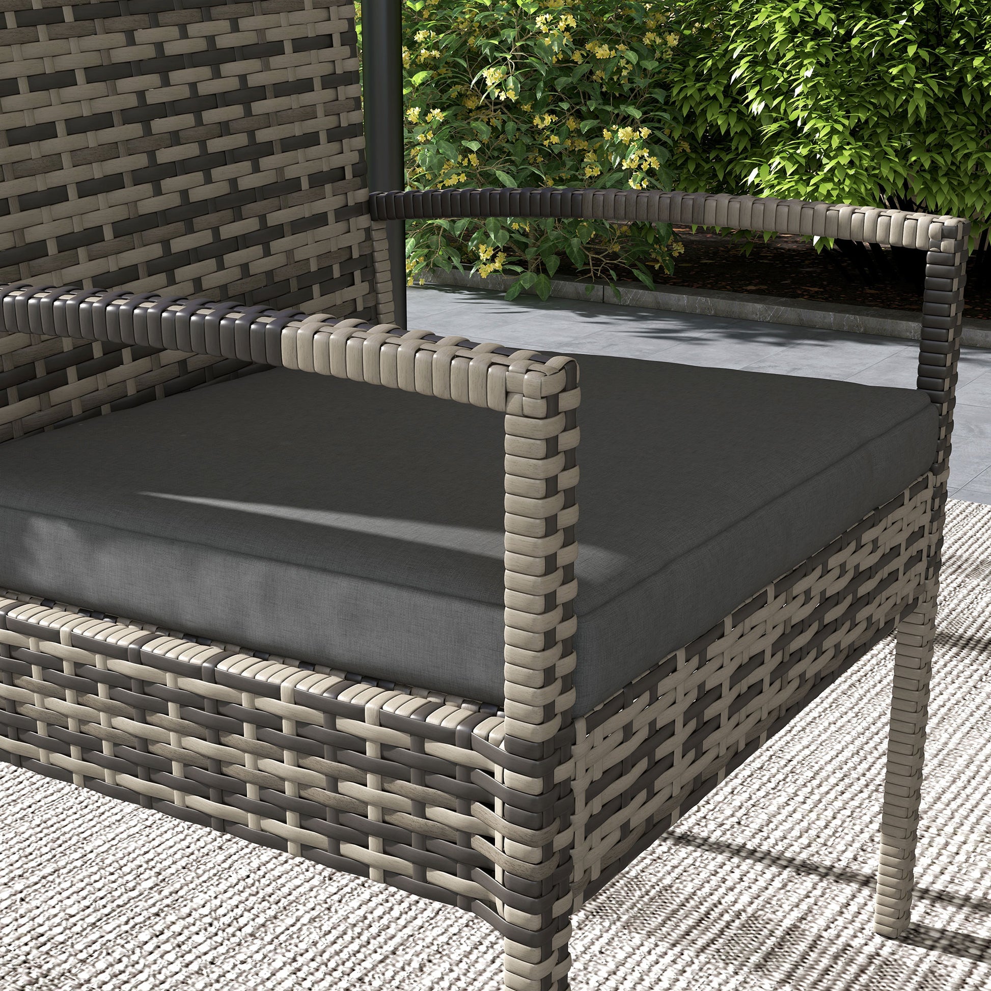 Outsunny Conjunto De Jardín De Ratán Sintético De 4 Piezas Gris_4