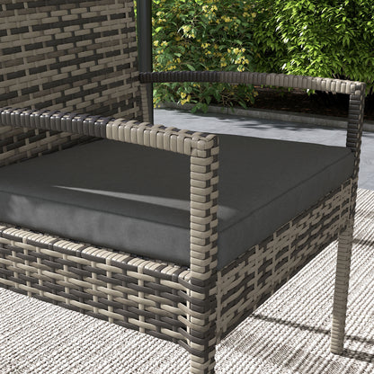 Outsunny Conjunto De Jardín De Ratán Sintético De 4 Piezas Gris_4