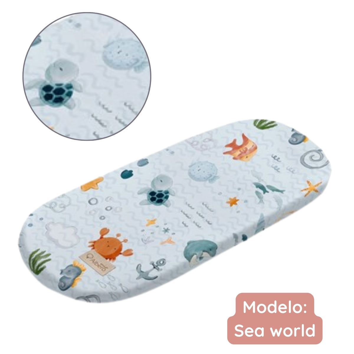 Pack 2 Bajeras Capazo Algodón Satinado Y Muselina Sea World_2